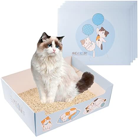 Disposable Litter Boxes for Cats, 4Pcs Collapsible Travel Cat Litter Box, Thickened Waterproof Cat Litter Box, Portable Cat Litter Tray for Small Pets Animals Home Indoor Outdoor | Assemble Simply