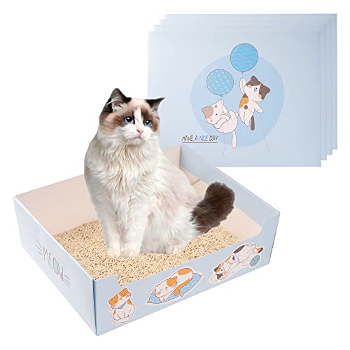 Disposable Litter Boxes For Cats, 4Pcs Collapsible Travel Cat Litter Box, Thickened Waterproof Cat Litter Box, Portable Cat Litter Tray For Small Pets Animals Home Indoor Outdoor | Assemble Simply #TOP21