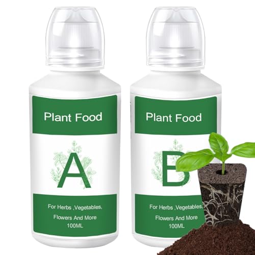 Suministros de hidroponía de alimentos - Food Hydroponic Plant Food | Crecimiento básico Fertilizante Liquid Nutrient Solution Set | Botellas de 100 ml de fórmula A+B para verduras Flores Herbas B