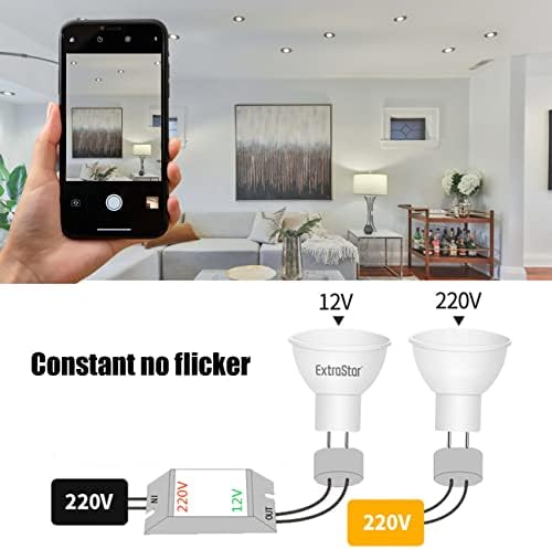 EXTRASTAR 6W MR16 LED Bulbs, 12 Volt, Equivalent to 44W Halogen Spotlight, 540 Lumen, 6500K Cool White Daylight Light Bulb, Non-dimmable, Pack of 6