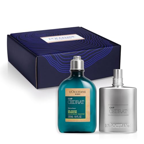L'OCCITANE - Coffret de Noël Homme Cap Cédrat - Gel Douche Corps & Cheveux et Eau de Toilette - Fabriqué en France