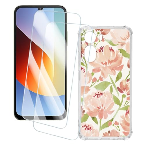 OAGELIM 2�Z�b�g �X�N���[���v���e�N�^�[ + �P�[�X Xiaomi Redmi A7 Pro 4G (6.88 �C���`) �Ƃ̌݊������� �A�[�e�B�X�e�B�b�N�J�X�^���v�����g�J�o�[�Ƌ����K���X�t�B���� �X�N���b�`�h�~ (��)