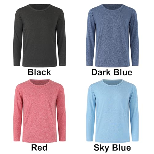 4 Pack Boys Athletic Quick Dry Long Sleeve Shirts Kids Active T-Shirt Sports Clothes for Kids 6-16Years4