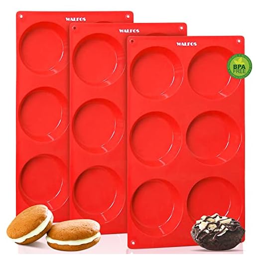 Walfos Silicone Whoopie Pie Baking Pans, 3 Pcs Non-Stick Muffin Top Pan. Food Grade and BPA Free Silicone, Great for Muffin, Eggs, Tarts and More, Dishwasher Safe