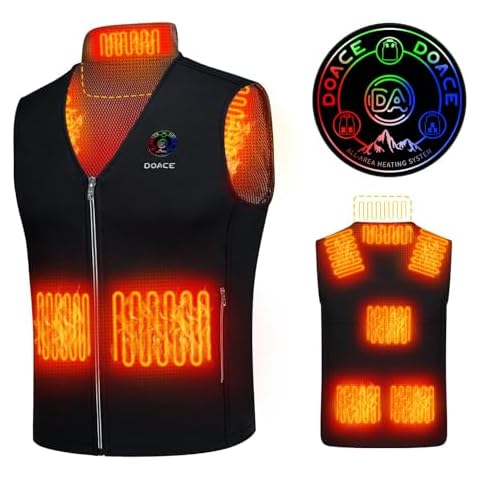 DOACE Heated Vest for Men and Women, Lights-out Design, Smart Electric Heating Vest Rechargeable, Battery Not Included, Black, XL Cover