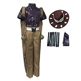 LUNK Gyro Zeppeli Cosplay JJBA Gyro Zeppeli Costume Cosplaty Hat T-shirt Pants Cloak with Accessories Anime Outfits JJBA Uniform Halloween Outfits Adult