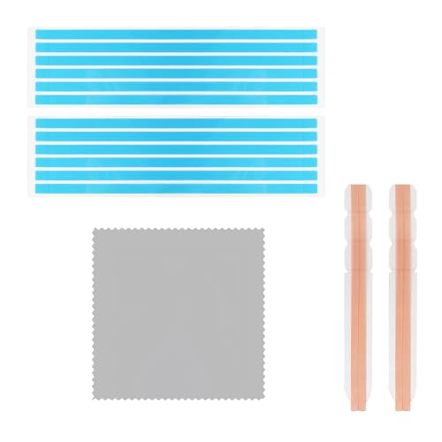 12 x Sichtschutz-Klebestreifen, Universal-Ersatz-Set mit 2 Kunststoff-Schiebebefestigungslaschen und Fasertuch, Installationsset mit Halterungslaschen für Computer-Monitore, Laptop, Sichtschutzfilter