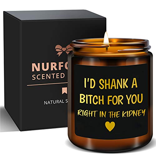 Lavender Scented Candles - Friendship Gifts, Birthday Gifts for Women, Funng Gifts for Best Friend, Sister, BFF, Bestie - Natural Soy Wax Pure Essential Oil Scented Candles