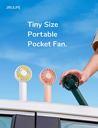 JISULIFE Mini Fan Battery Operated Handheld with 2000 mAh Battery or USB Powered Personal,3 Speeds,Enhanced Airflow, Rechargeable Quiet Pocket for Home,Outdoor-Dark Green