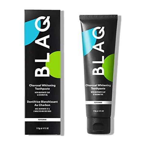 BLAQ Activated Charcoal Teeth Whitening Toothpaste | Vegan Organic SLS Free Toothpaste with Coconut Oil and Bentonite Clay | Charcoal Toothpaste for Whitening Teeth, Removing Stains - 4 OZ / 113g Cover