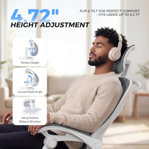 Image of CYKOV Ergonomic Office Chair with Footrest - Adjustable Lumbar Support & Headrest, 90-135 Reclining Mesh Back Computer Chair - Home Office /Gaming, 350lbs Capacity