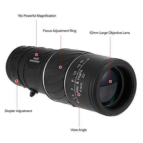 Honelife 16x52 Alta Potência Dupla Foco Monocular Telescópio Ao Ar Livre Portátil Handheld Ultra Mon