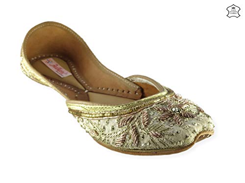 Image of Fulkari Women's Murraya Genuine Soft Leather Juttis | Bite and Pinch Free Jutis | Punjabi Jutti For Ladies | Bridal Ethnic Stylish Mojari Flats For Girls |