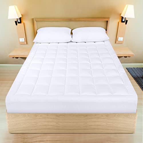Utopia Bedding 1 Full Size Quilted Fitted Premium Mattress Pad With 2 Pack Queen Size Bed Pillows For Sleeping (White) #TOP5