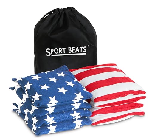 SPORT BEATS Cornhole Bags All Weather Set of 8 for Cornhole Toss Games-Regulation Weight & Size Stars & Stripes