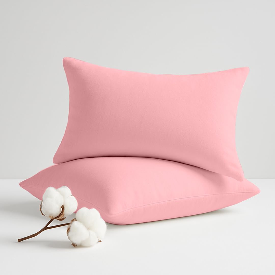 Egypto Pink 100% Brushed Cotton Soft And Cozy Flannelette Thermal Pillow Cases (, Pillowcase)