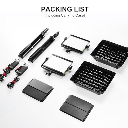 Image of GVM RGB Photography Lighting Kits with 2 Softboxes, 880RS 60W Studio Lights with Bluetooth Control, 2 Packs Video Light with 18 Lighting Scenes, led Panel Lights for Video Recording, 8330lux /0.5M