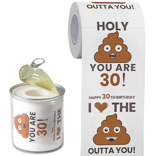 Can-shaped Packaging - 30th Birthday Gifts for Men Him Women Her Toilet Roll Paper - 30th Birthday Decorations, Party Supplies Favors - 30 Years Old Funny Gag Gift Ideas, Bday Present for Friends