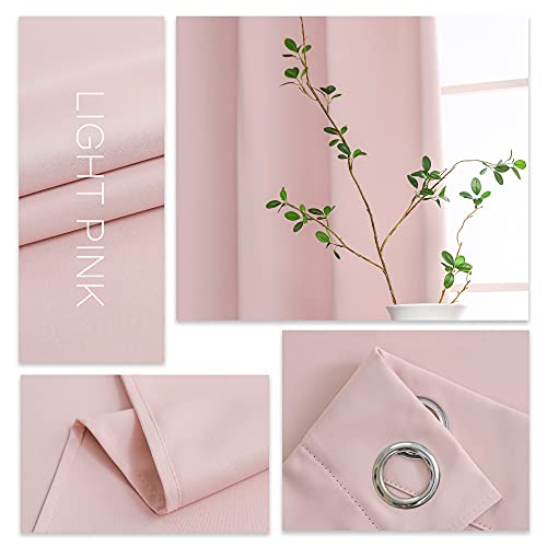 Rideau polyester mélangé rose bébé occultation légère 2 Pack - 5