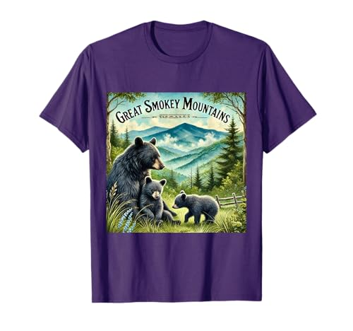 Great Smokey Mountains Black Bear Mother and Cub T-Shirt