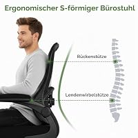 Farini Ergonomischer Executive Schreibtischstuhl Mesh Bürostuhl mit Verstellbarer Lendenstütze und aufklappbaren Armlehnen drehbarer Rollcomputer Stuhl für Homeoffice – Ansicht 8