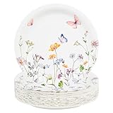 AimFun 48Pcs Wildflower Paper Plates Watercolor Floral Disposable Party Dessert Plate 7' Rustic Botanical Butterflies Plates for Spring Summer Bridal Baby Shower Tea Party Supplies (48)