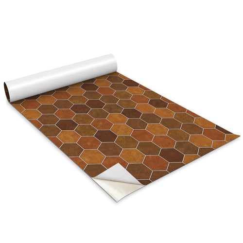 Adhesivo Autoadhesivo para Muebles Wallfluent Papel Pintado Mate Hexágonos Marrones 2
