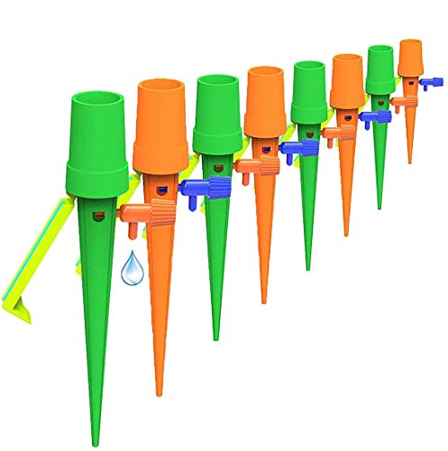 SYOSI Plant Watering Devices Plant Drip Irrigation Plant Self Watering Spikes with Anti-tilt Bracket & Valve Control Switch Slow Release Drip Irrigation Vacation Plants Watering System 12 Pack