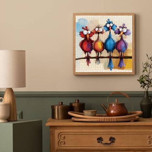 Rompecabezas de Aves Fantásticas para Adultos, 1000 Piezas, Puzzles de Animales Divertidos, Rompecabezas Imposibles de Pollos Coloridos miniatura 6