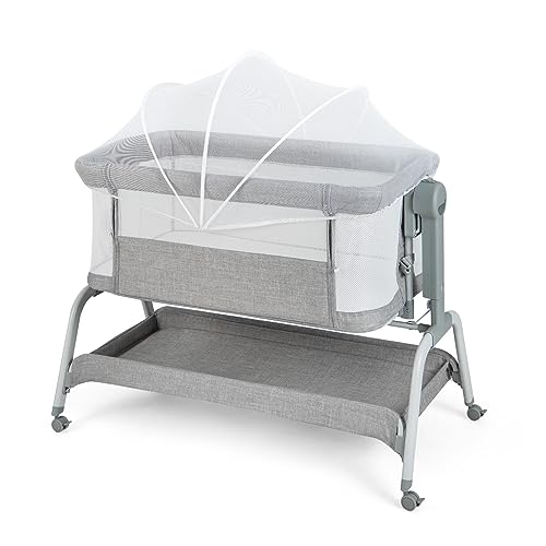 Lifezeal Cuna De Bebé Con Mosquitera, Moisés Con Colchón Y Ruedas, Cuna De Viaje Con 6 Ajustes De Altura, Cuna Portátil Para Bebé De 0-6 Meses, Moisés Con Cesta De Almacenaje Gris Lifezeal Cuna De Bebé Con Mosquitera, Moisés Con Colchón Y Ruedas, Cuna De Viaje Con 6 Ajustes De Altura, Cuna Portátil Para Bebé De 0-6 Meses, Moisés Con Cesta De Almacenaje Gris