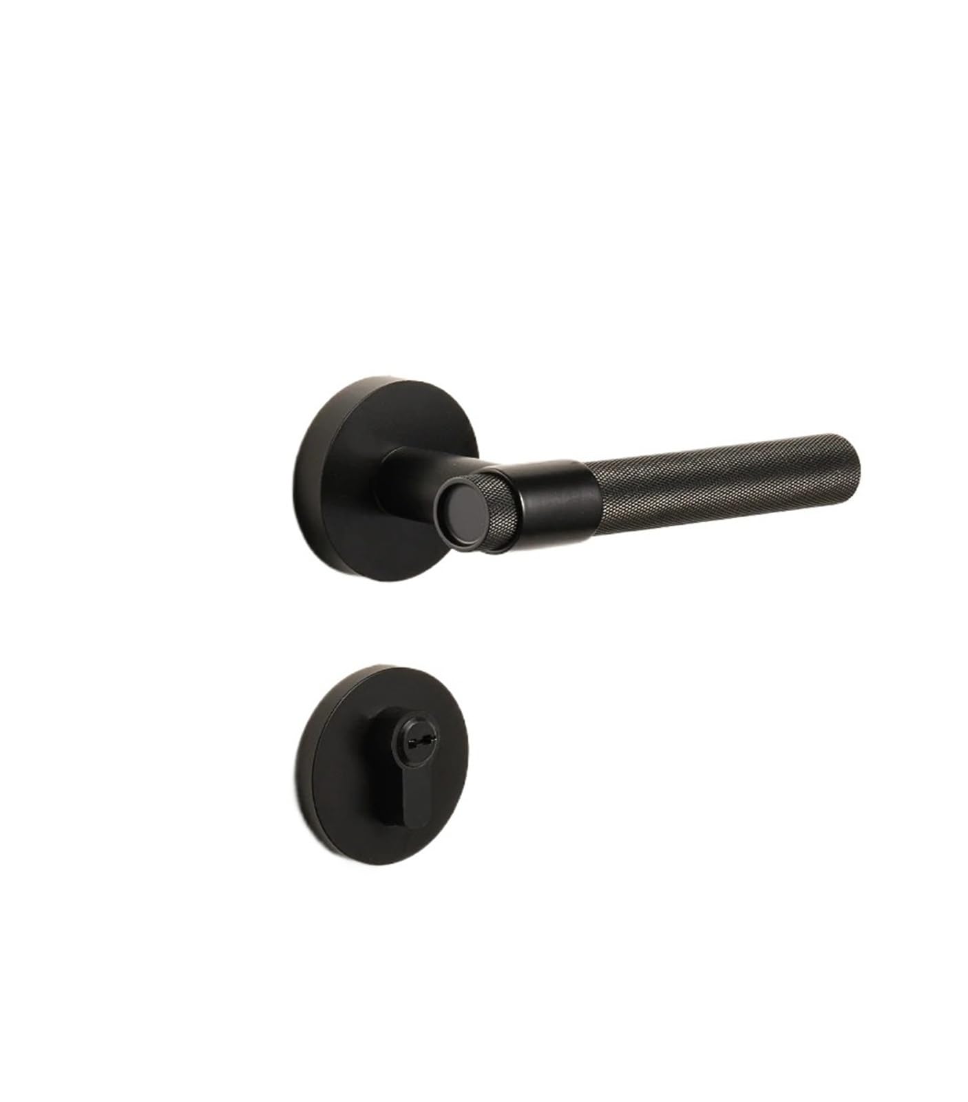 OPTEPYOE Brass knurled Door Handle Set for Bedroom Bathroom Double Lever QBCF(Standard 8550 Lock)