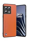 Picture of Puxssul for OnePlus 10 Pro Case 5G, Soft TPU Artificial Leather Back, Extremely Light Ultra-Light Cover, Anti-Fingerprint-Scratch Camera Protection Phone Case for Oneplus 10 Pro (Orange)