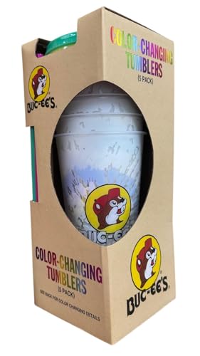 Buc-ee's NEW MODEL Color Changing Tumblers, 5 Different Tumblers with Lids and Straws, Holds 25 oz Each