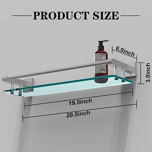 Sfgsowor WA400 Glass Shelf For Bathroom Rectangular Stainless Steel Tempered Glass Modern Stainless Steel Wall Mount Shelf  thumb #1