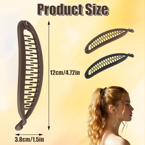 2 pinzas banana para cabello grueso y fino negras y marrones miniatura 2
