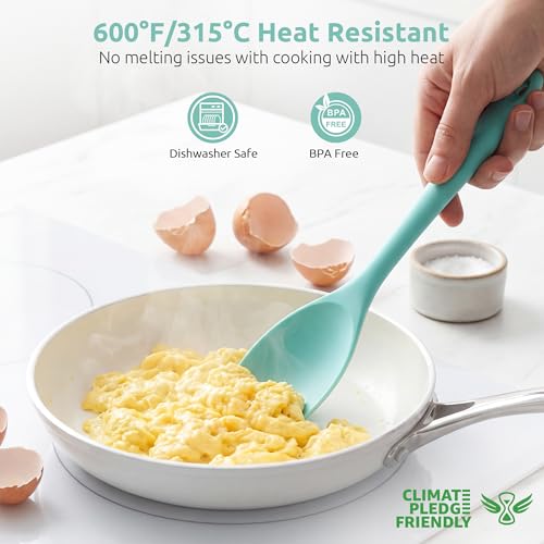 Image of U-Taste Silicone Cooking Spoon 600ºF Heat Resistant Scoop Spatula, Aqua Sky