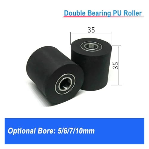 Rouleau en polyuréthane 5x35x35mm avec double roulement à billes intégré