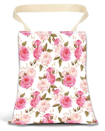 ANKVRP Car Garbage Can, Car Trash Bag, Car Garbage Bag, Hanging Car Trash Can for Car Accessories, Vehicle, Travelling, Camping, Cute Car Back Seat Organizer, White Pink Rose