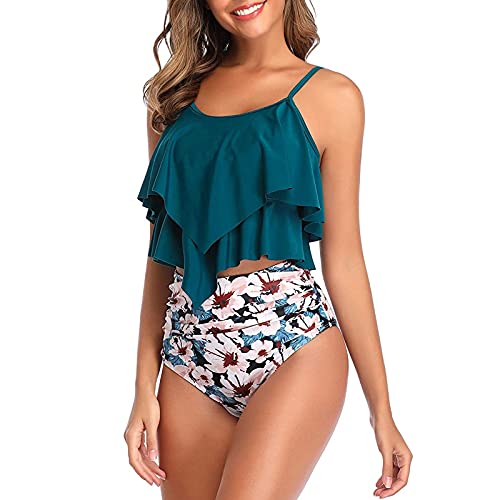 Genfien Maillot de Bain 2 Pièces pour Femme Haut à Volants – vue 2