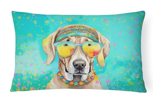 Caroline's Treasures DAC2566PW1216 Weimaraner Hippie Dawg Fabric Decorative Pillow Machine Washable, Indoor Outdoor Decorative Pillow for Couch, Bed or Patio, 12HX16W
