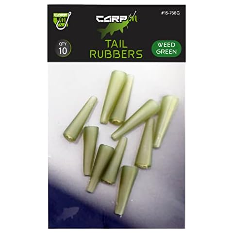 Carp On - 10pk of TAIL RUBBERS Rig Terminal Tackle - Lead Protection - To Make Your Own Rigs - Available in Brown & Green (10 x Weed Green) [15-768G] Cover