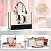 Tecanne Personalized Initial Canvas Tote Bag, Cosmetic Bags, Suitable for Birthday, Wedding, Beach, Holiday, Great Birthday Gifts for Women, Mom, Teachers, Nurses, Best Friends, Bridesmaids (D) #1