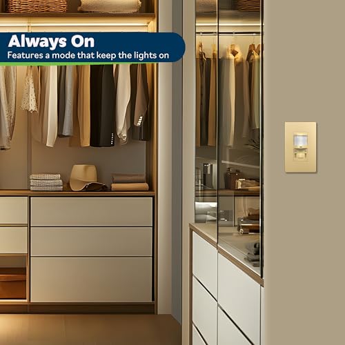 Image of TOPGREENER in Wall PIR Motion Sensor Light Switch, Need Neutral Wire, Gold