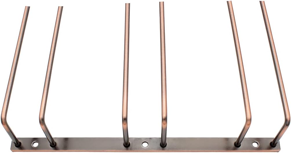 Elegant Red Copper Cast Iron 3 Rows Wine Glass Rack, Stemware Holder, Under Cabinet, 22cm, 6-8 Glasses