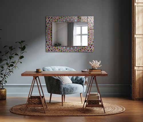 Miroir mural rectangulaire avec cadre graphique pour illuminer une pièce - 5