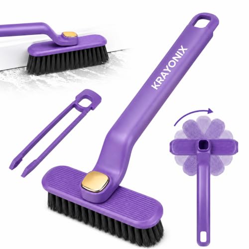 Image of (Pack of 1) Multi-Function Bathroom Plastic Cleaning Brush,Tiles Cleaning Brush,Hard Bristle Rotating Crevice Gap Cleaning Brushes for Bathroom,Floor Cleaner Brush (Multi Colour)