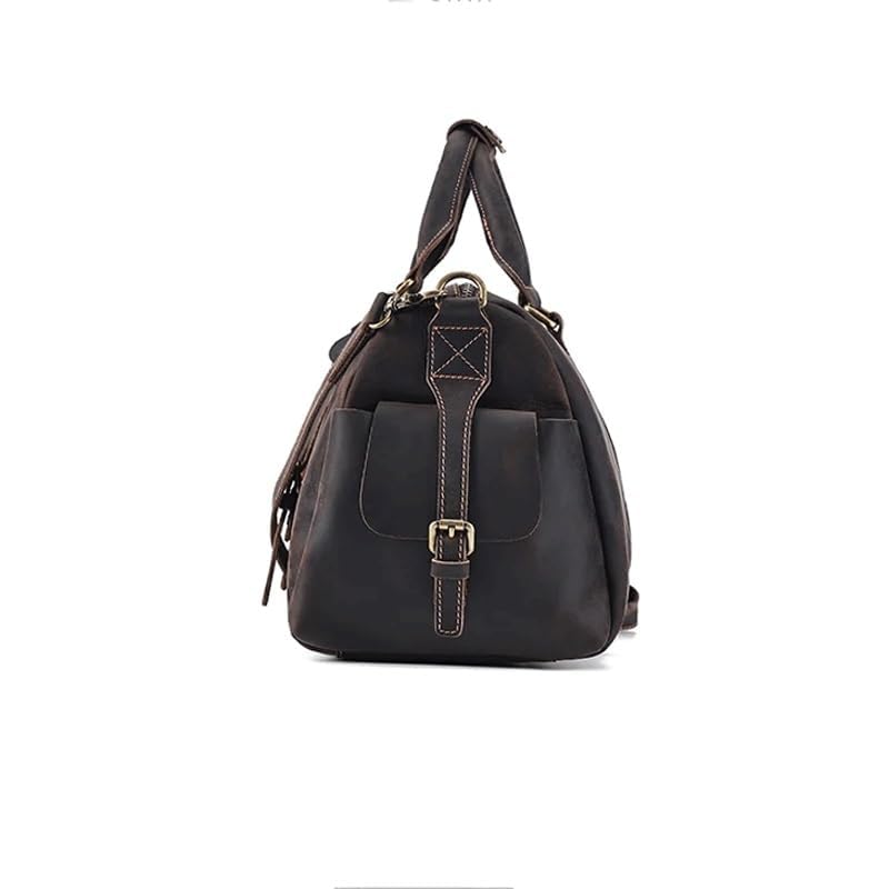 Vintage Leather Travel Duffel Men Large Capacity Overnight Weekend Shoulder Bags Handbags with Luggage3