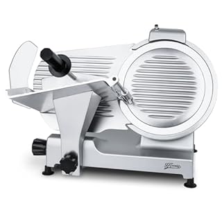 H.Koenig Trancheuse électrique à jambon, viande, saucisson, charcuterie MSX300, professionnelle, précise, épaisseur de la coupe 0-15 mm, lame italienne 30 cm, aiguiseur intégré, large plateau, 282 rpm