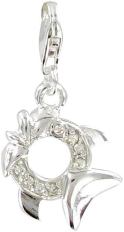 Les Poulettes Jewels - Charms Bracelet Sterling Silver Sunfish and Rhinestones - with Lobster Clasp