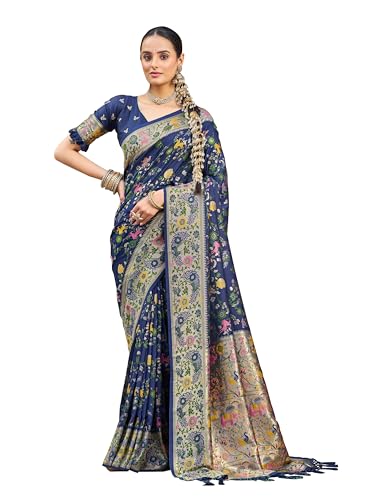 Image of SWORNOF Women's Kanjivaram Soft Silk Banarasi Sarees With Unstiched Blouse Piece